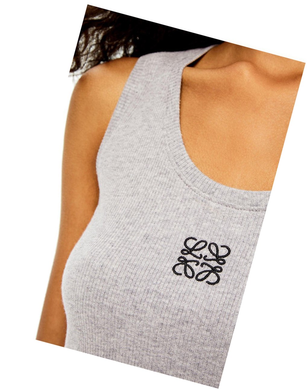 Loewe Cropped Anagram tank top in cotton Grises Negros | TJLOC-9580