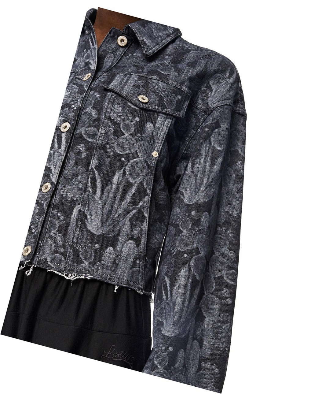 Loewe Cropped cactus jacket in denim Negros Blancos | JELFB-1346