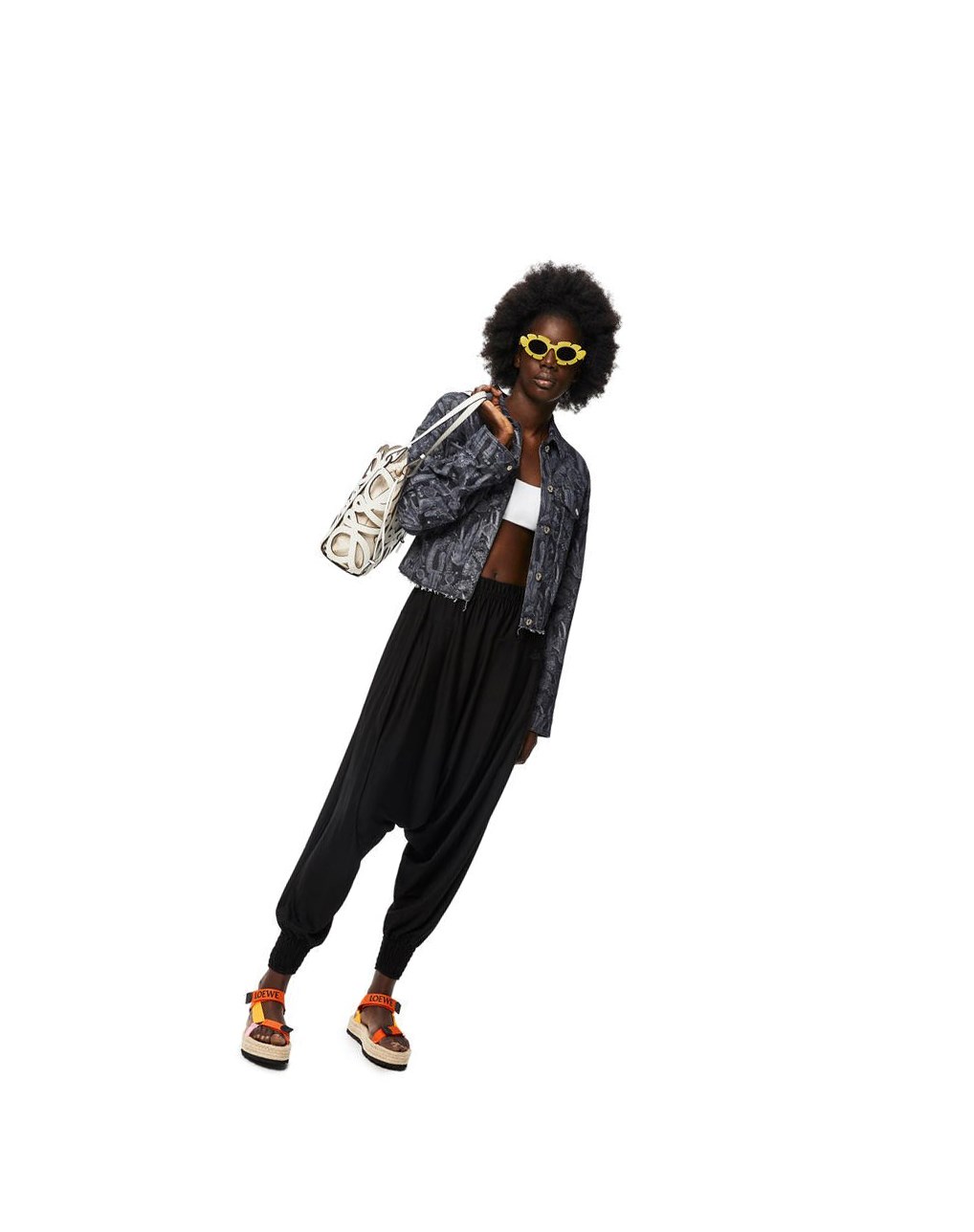 Loewe Cropped cactus jacket in denim Negros Blancos | JELFB-1346