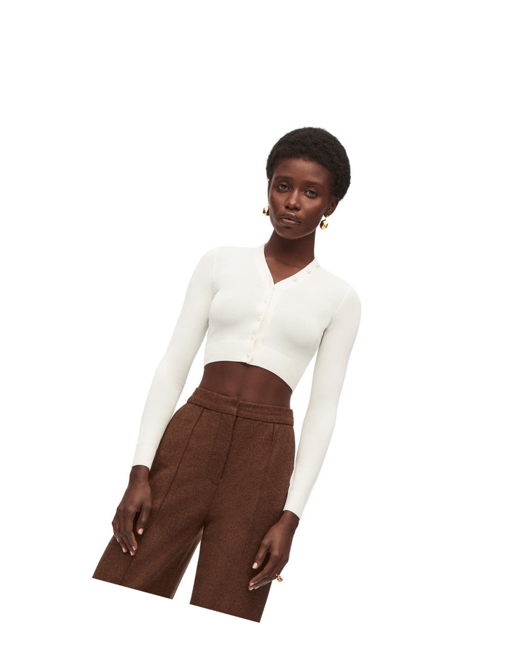 Loewe Cropped cardigan in viscose Blancos | FVEKR-3219