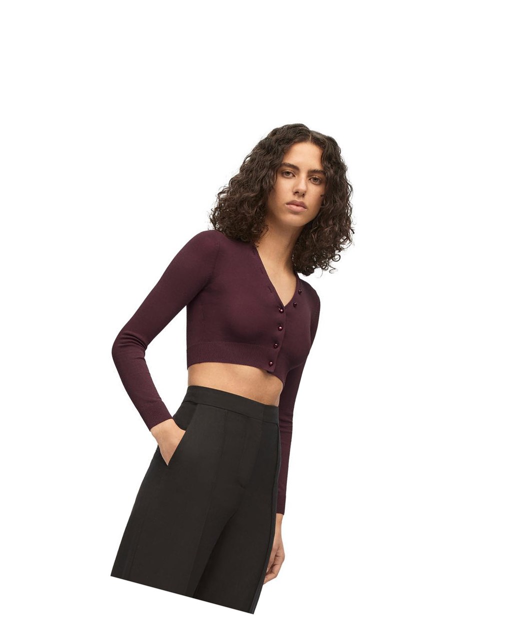 Loewe Cropped cardigan in viscose Vino | WSVJX-5821