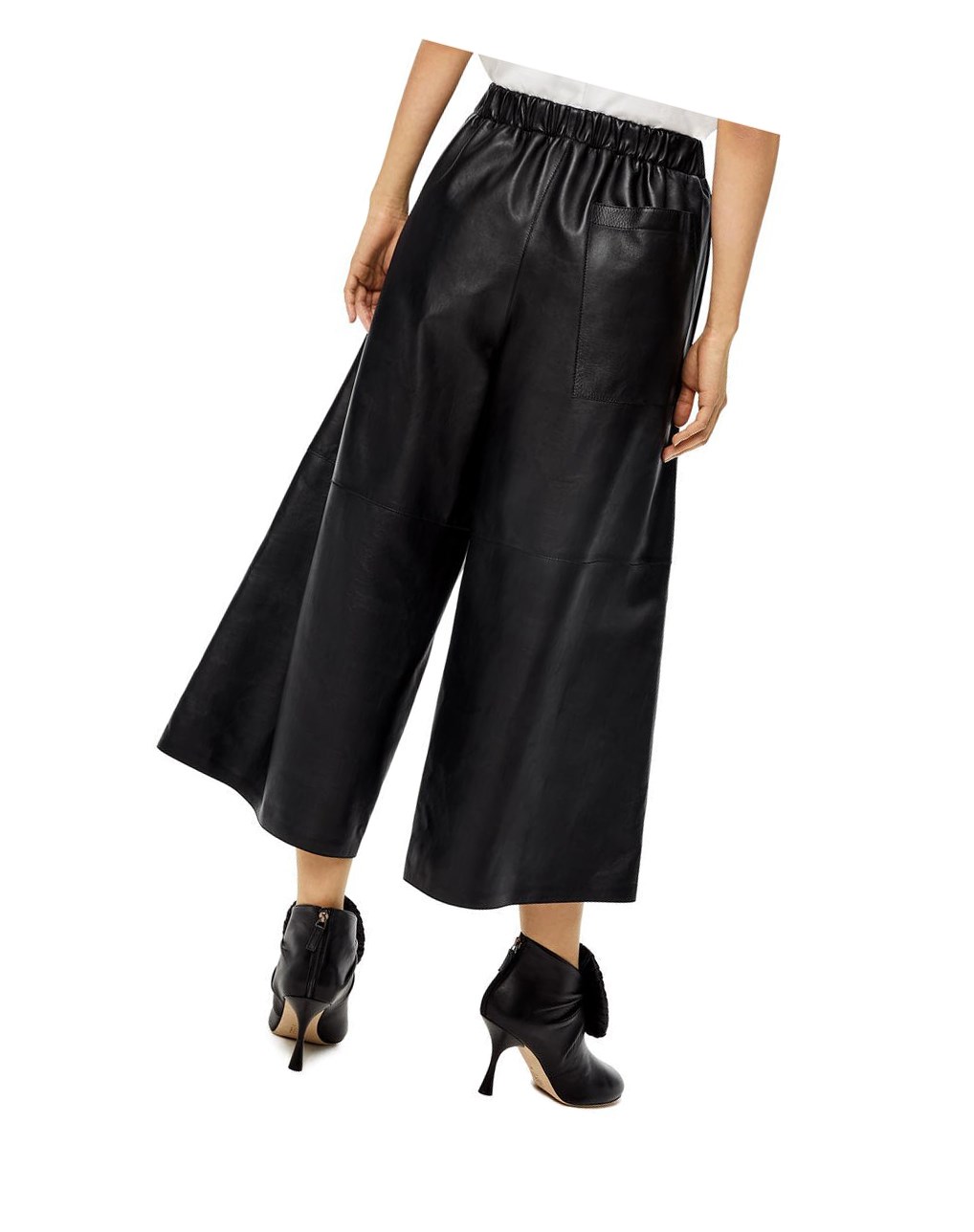 Loewe Cropped elasticated trousers in nappa Negros | CAHJT-1870
