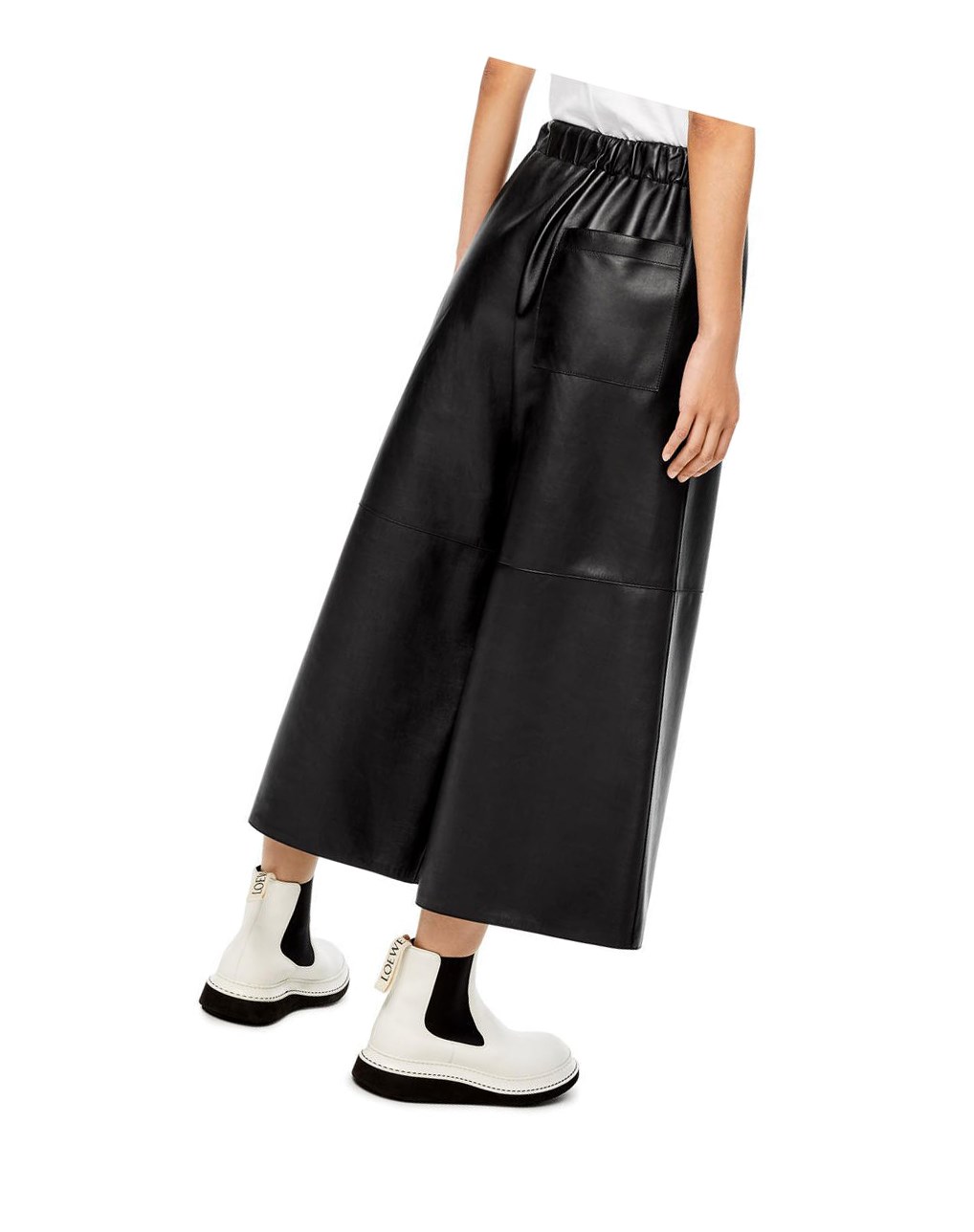 Loewe Cropped elasticated trousers in nappa Negros | QWEAX-9347