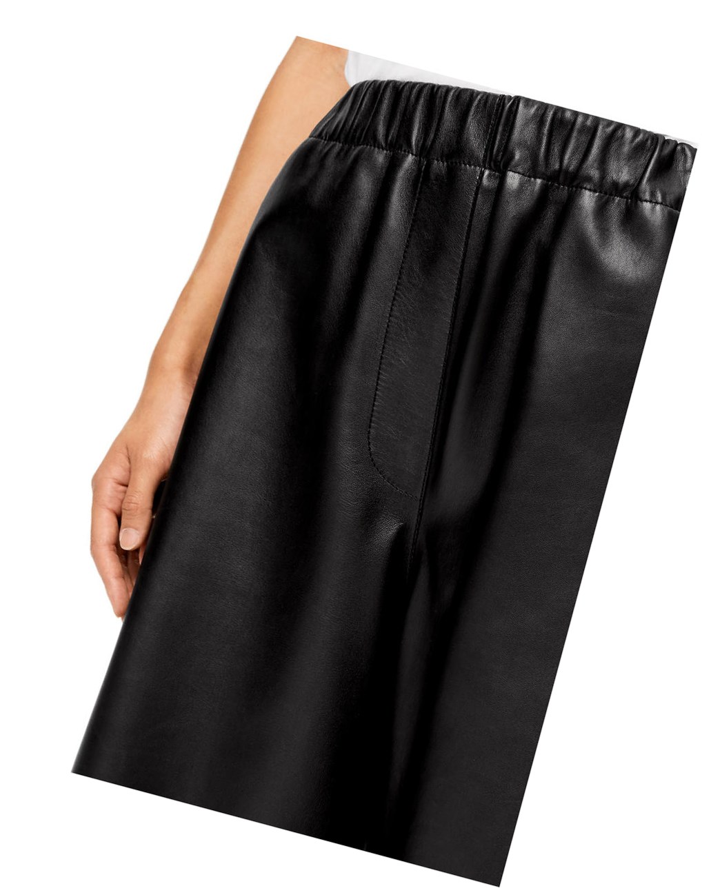 Loewe Cropped elasticated trousers in nappa Negros | QWEAX-9347