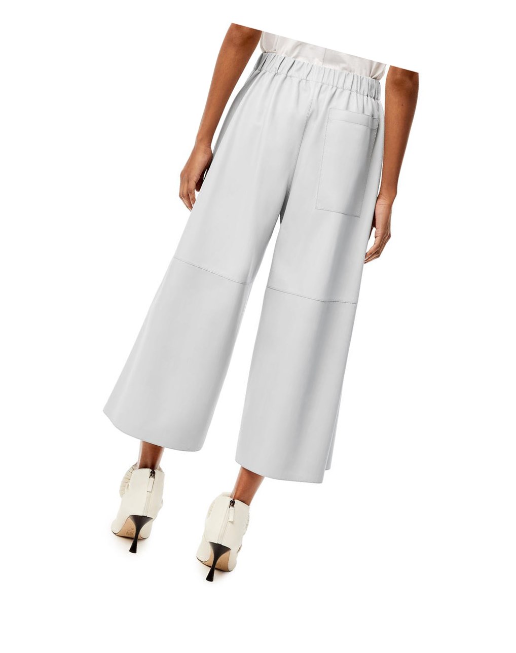 Loewe Cropped elasticated trousers in nappa Grises Claro | SMGOD-0163