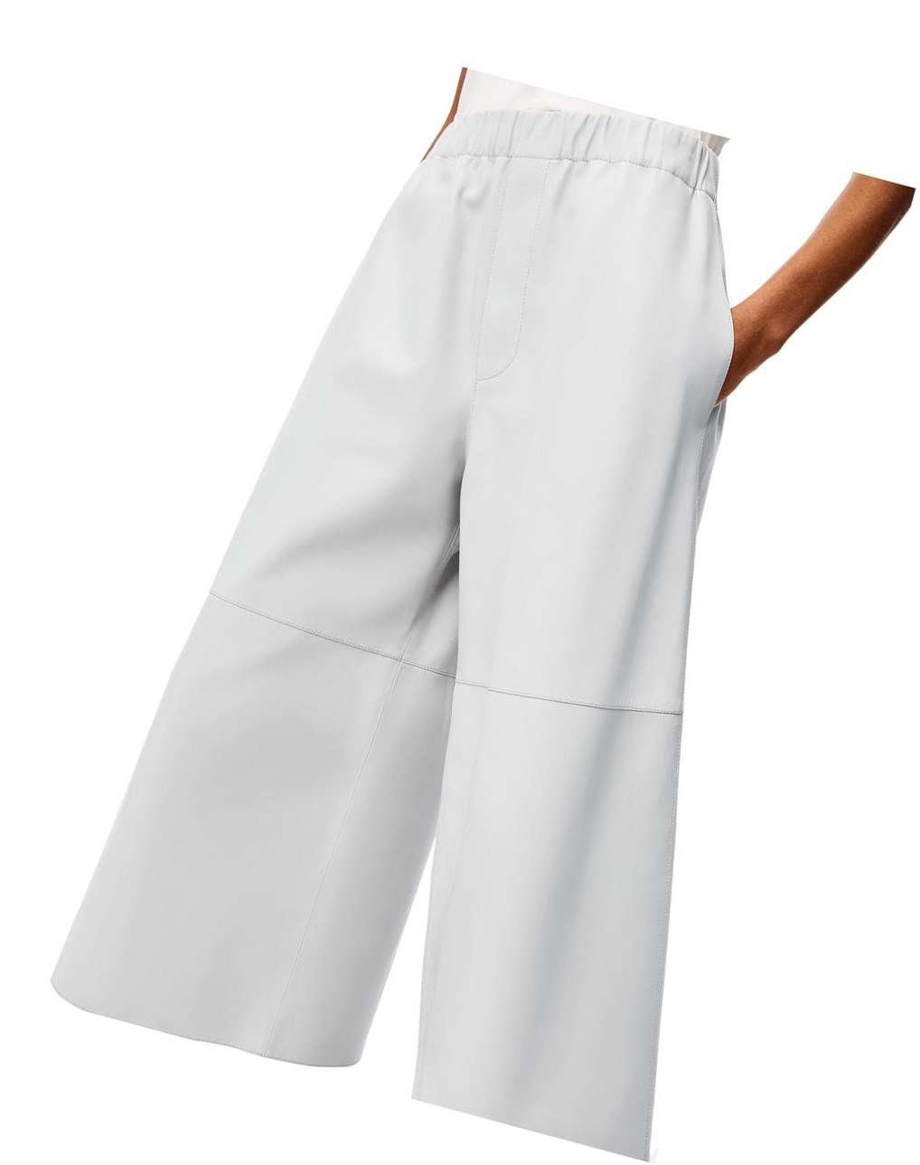 Loewe Cropped elasticated trousers in nappa Grises Claro | SMGOD-0163