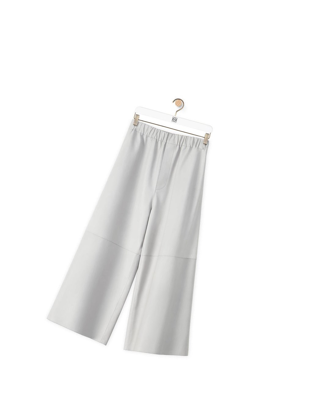 Loewe Cropped elasticated trousers in nappa Grises Claro | SMGOD-0163