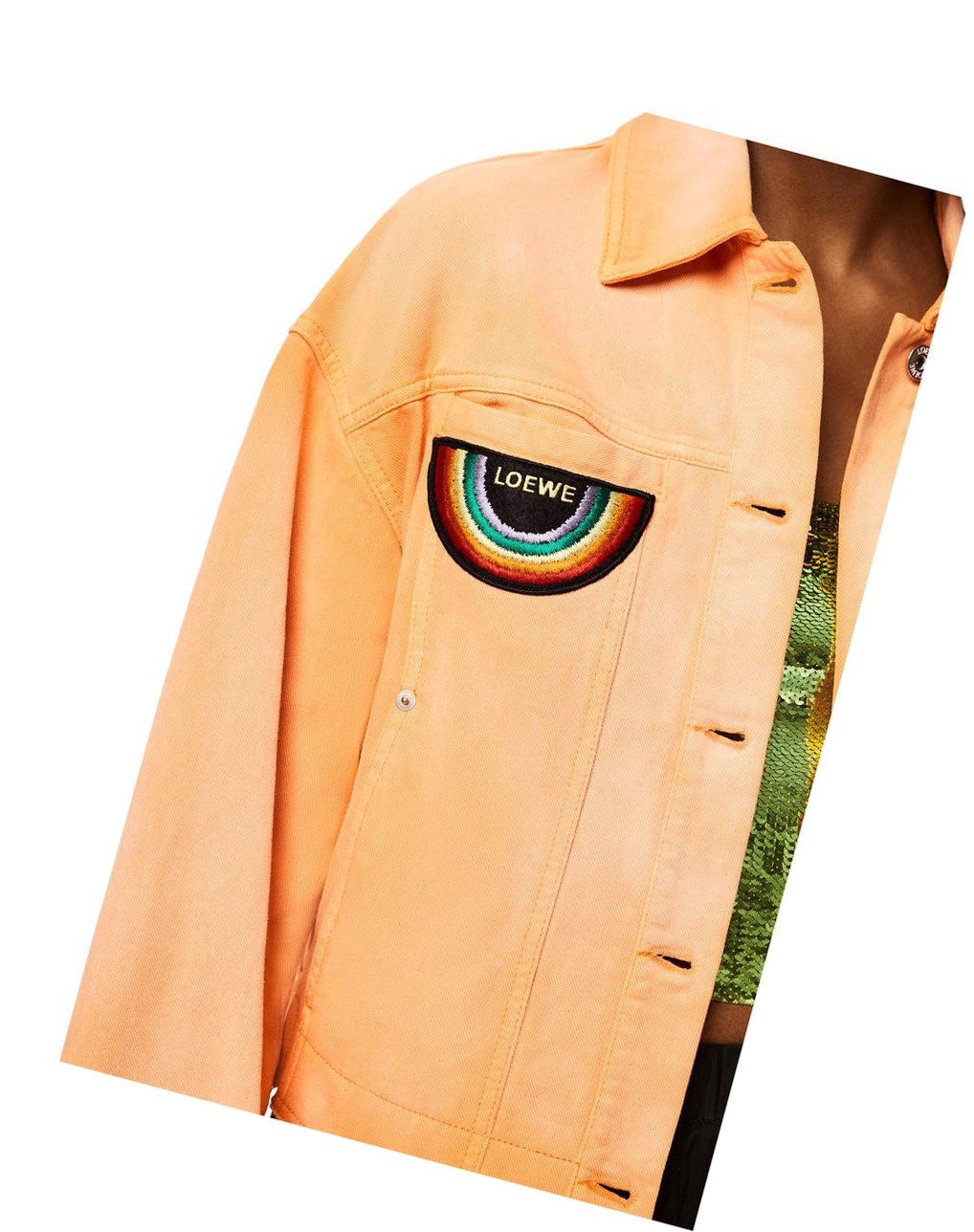 Loewe Cropped jacket in denim Mandarin | USQFD-1264