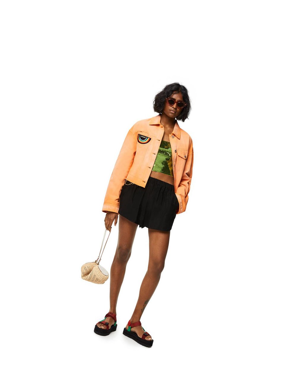 Loewe Cropped jacket in denim Mandarin | USQFD-1264