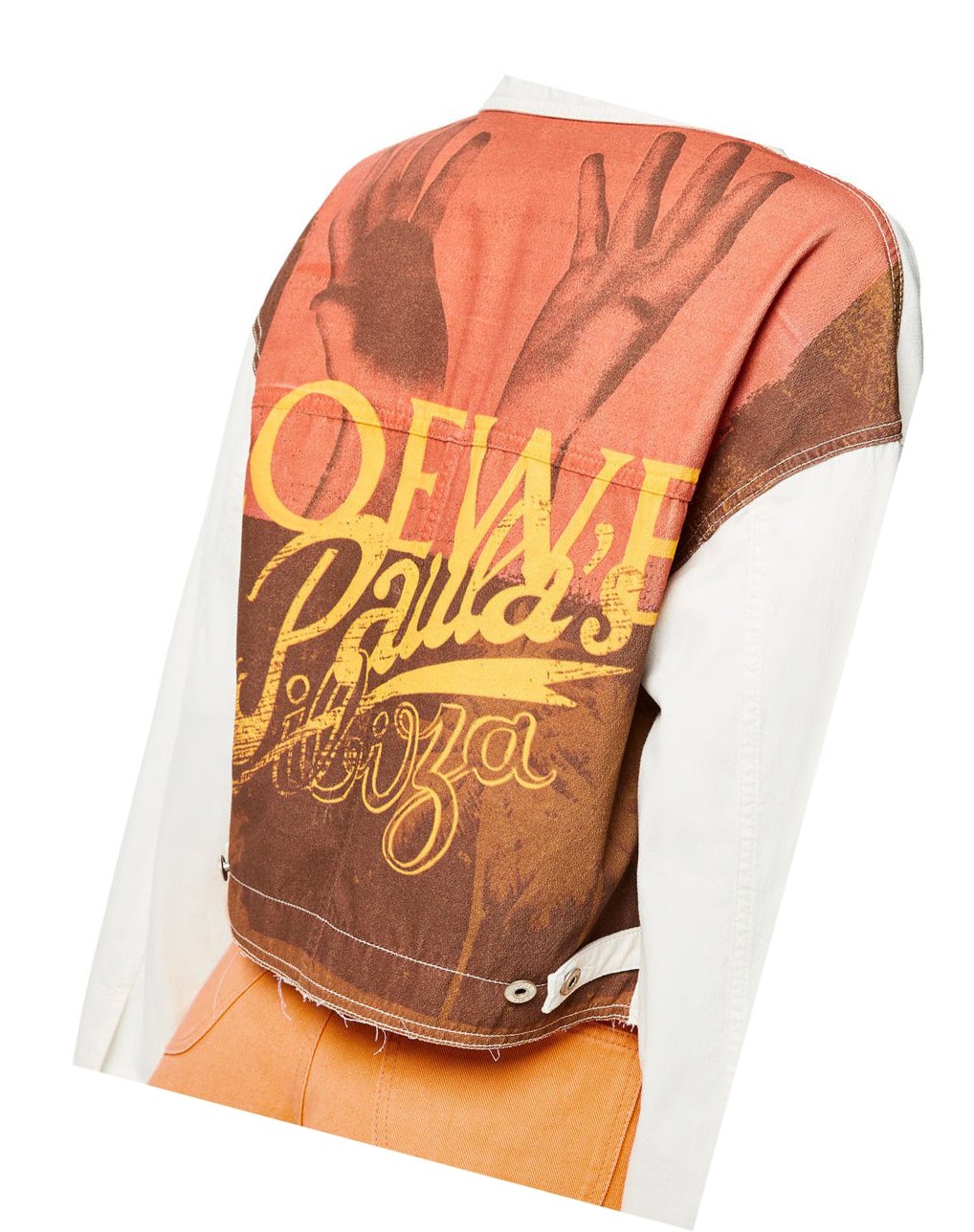 Loewe Cropped palm jacket in denim Blancos | IJXLF-7389