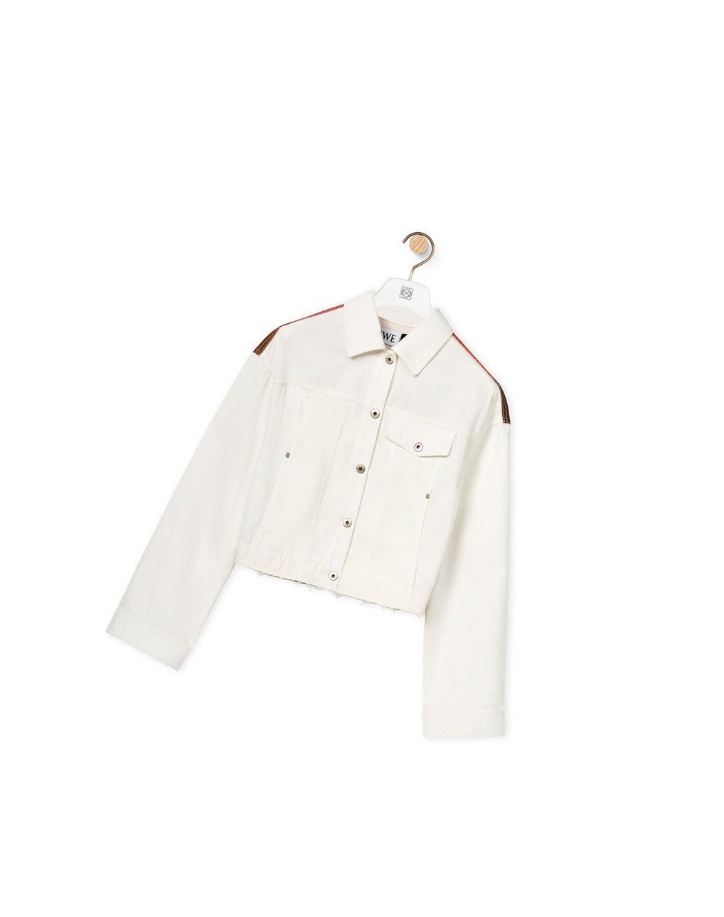 Loewe Cropped palm jacket in denim Blancos | IJXLF-7389