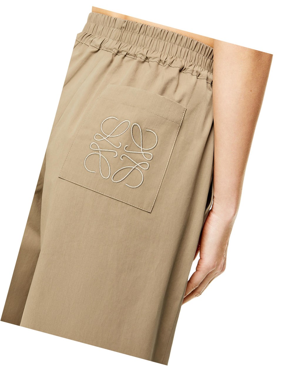Loewe Cropped trousers in cotton Sandstone | GBCNF-1670