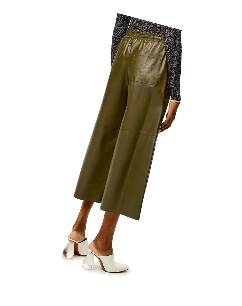 Loewe Cropped trousers in nappa Kaki Oscuro Verdes | ADPHX-5632