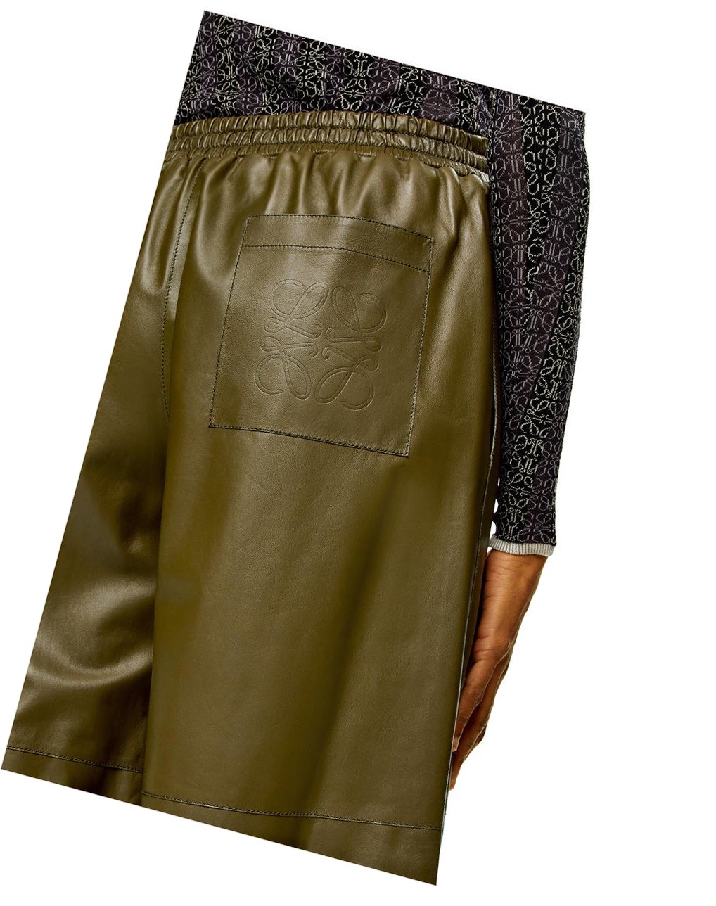 Loewe Cropped trousers in nappa Kaki Oscuro Verdes | ADPHX-5632