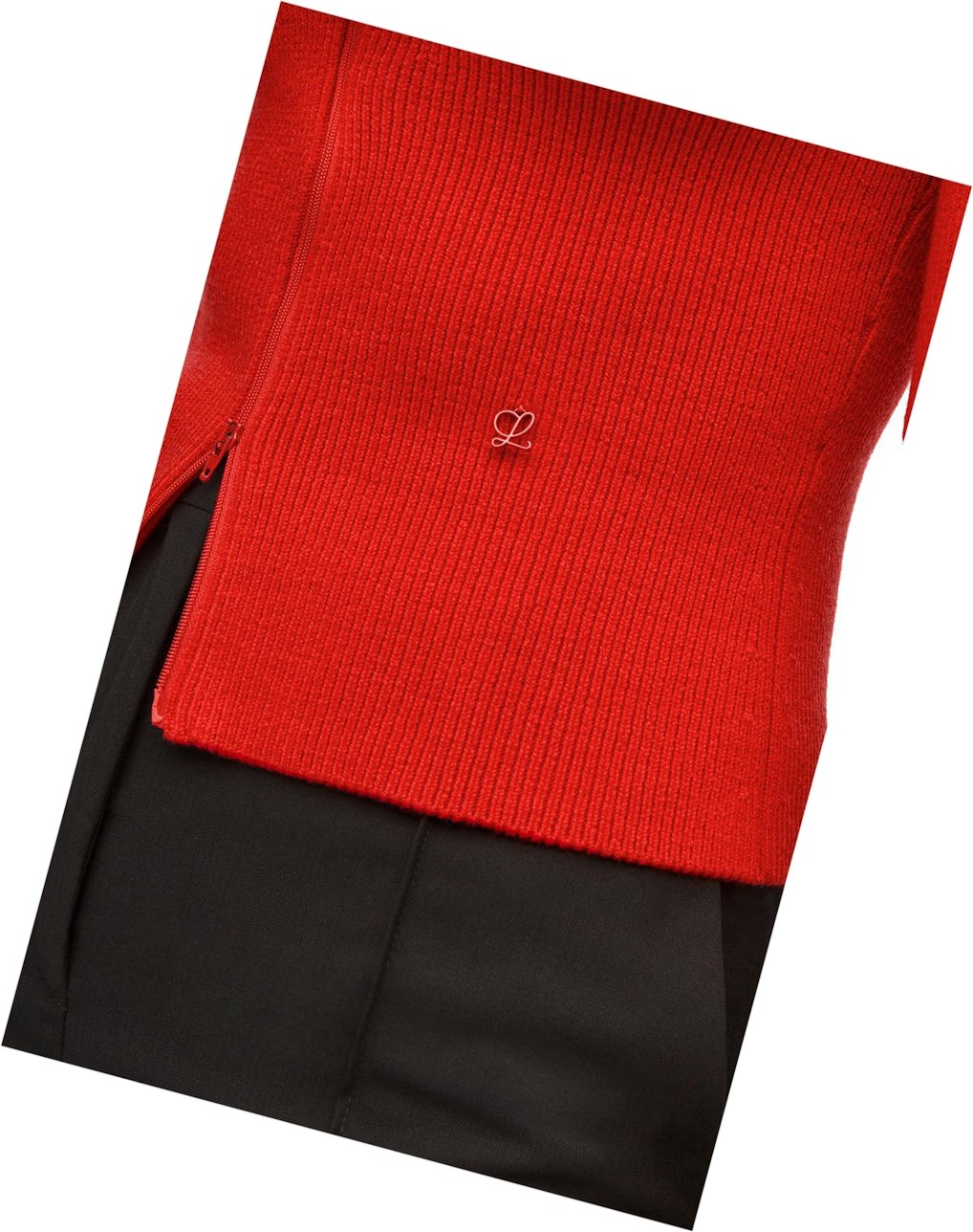 Loewe Cropped zip up sweater in wool Vermillion | BKHRV-6219