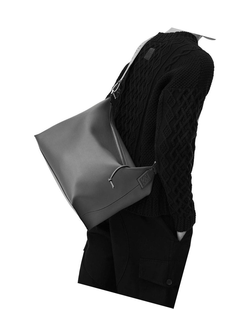 Loewe Cubi Crossbody bag in supple smooth calfskin and jacquard Azul Marino Oscuro | JUDVZ-0231