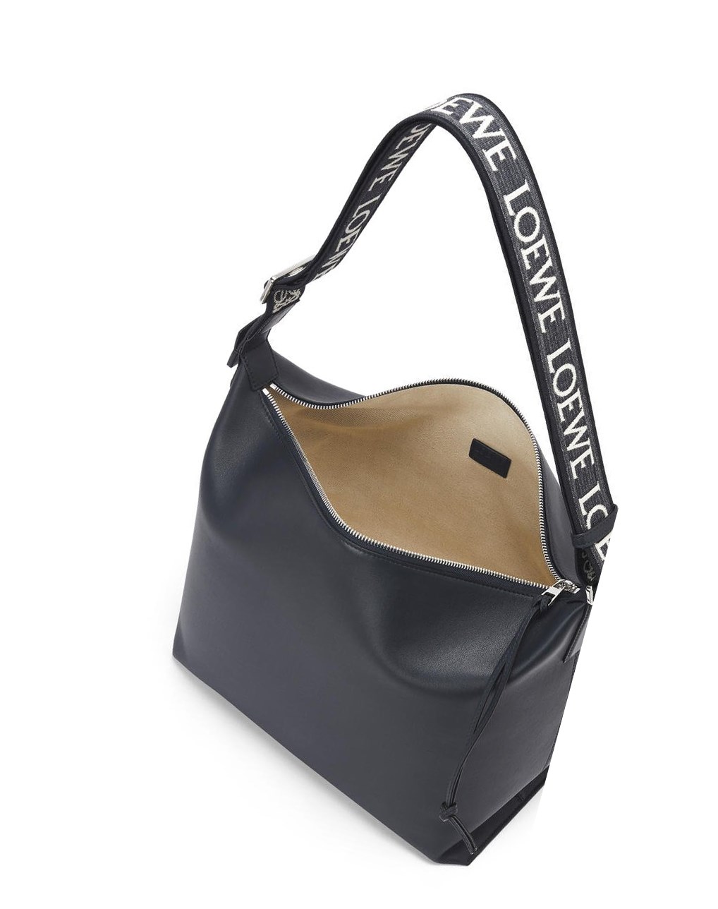 Loewe Cubi Crossbody bag in supple smooth calfskin and jacquard Azul Marino Oscuro | JUDVZ-0231