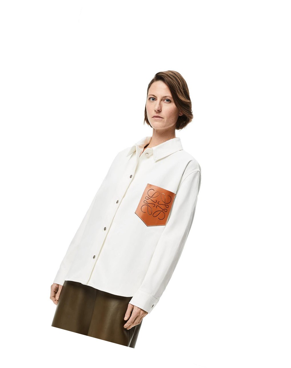 Loewe Cuero pocket overshirt in denim Ecru | MDRQU-3709