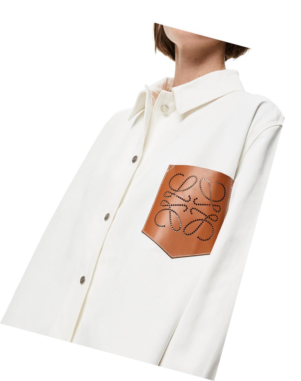 Loewe Cuero pocket overshirt in denim Ecru | MDRQU-3709