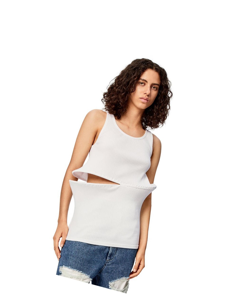 Loewe Cut-out top in cotton Blancos | AURCF-5380
