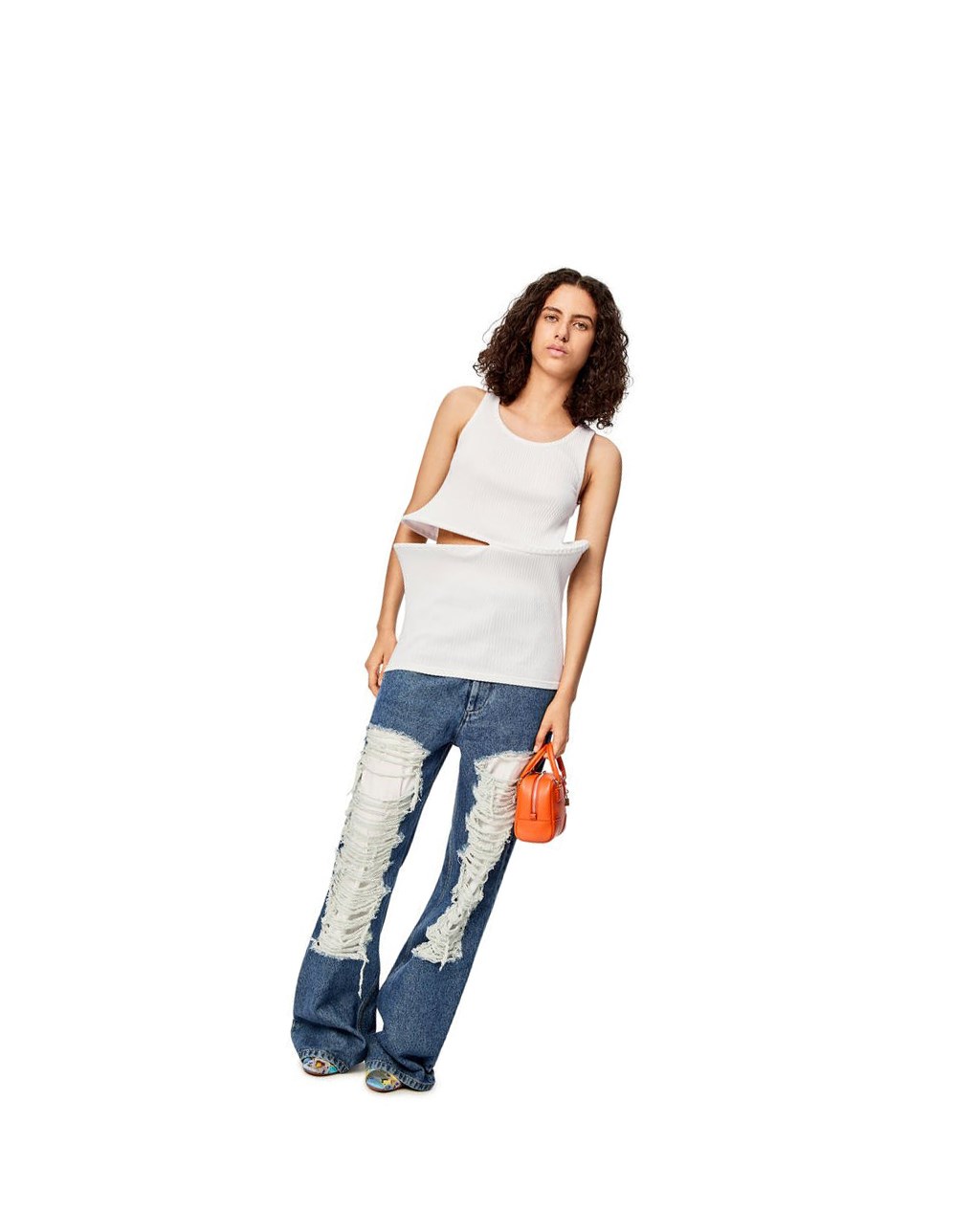 Loewe Cut-out top in cotton Blancos | AURCF-5380