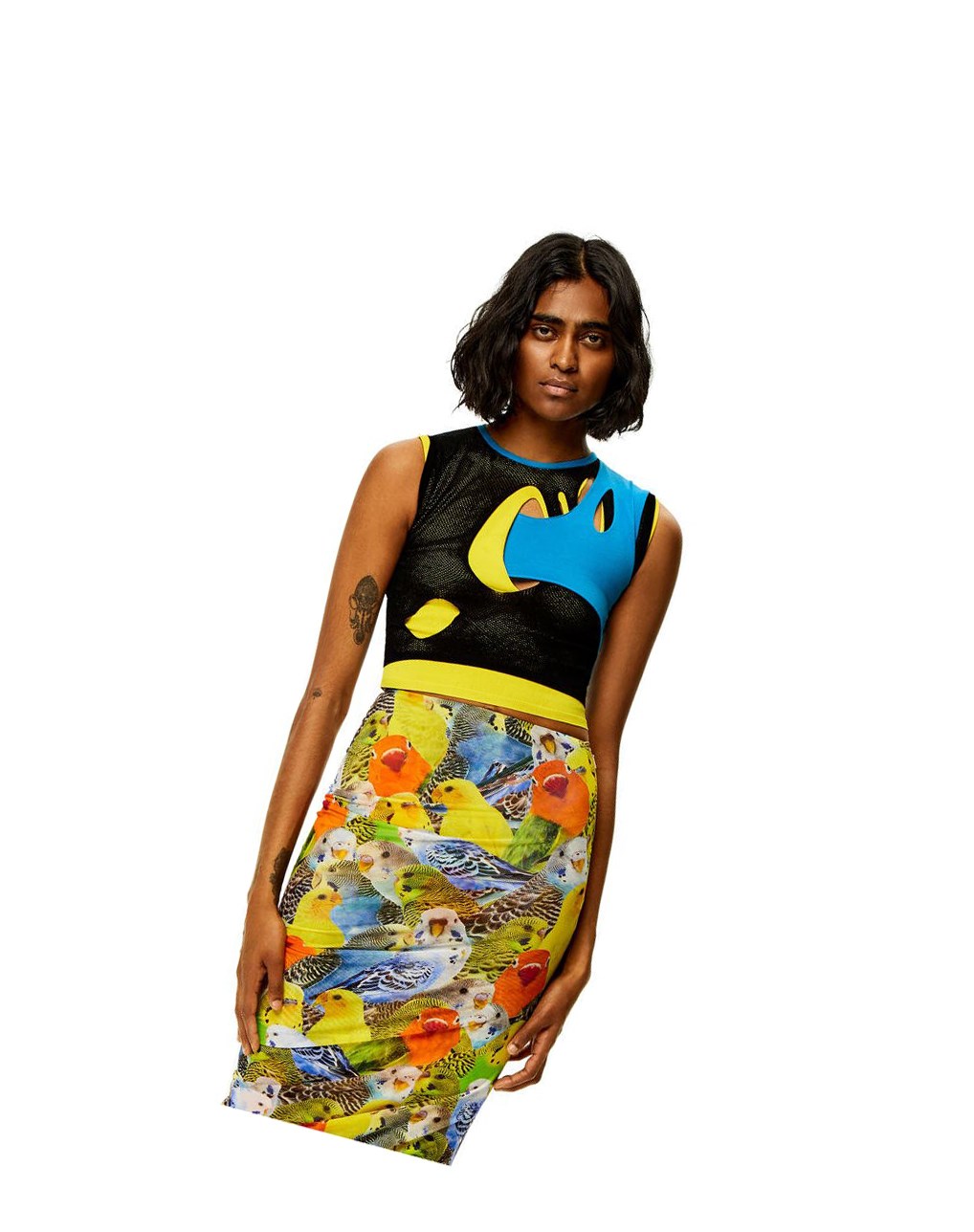 Loewe Cut-out top in viscose Negros Azules Amarillos | NDBFL-4503