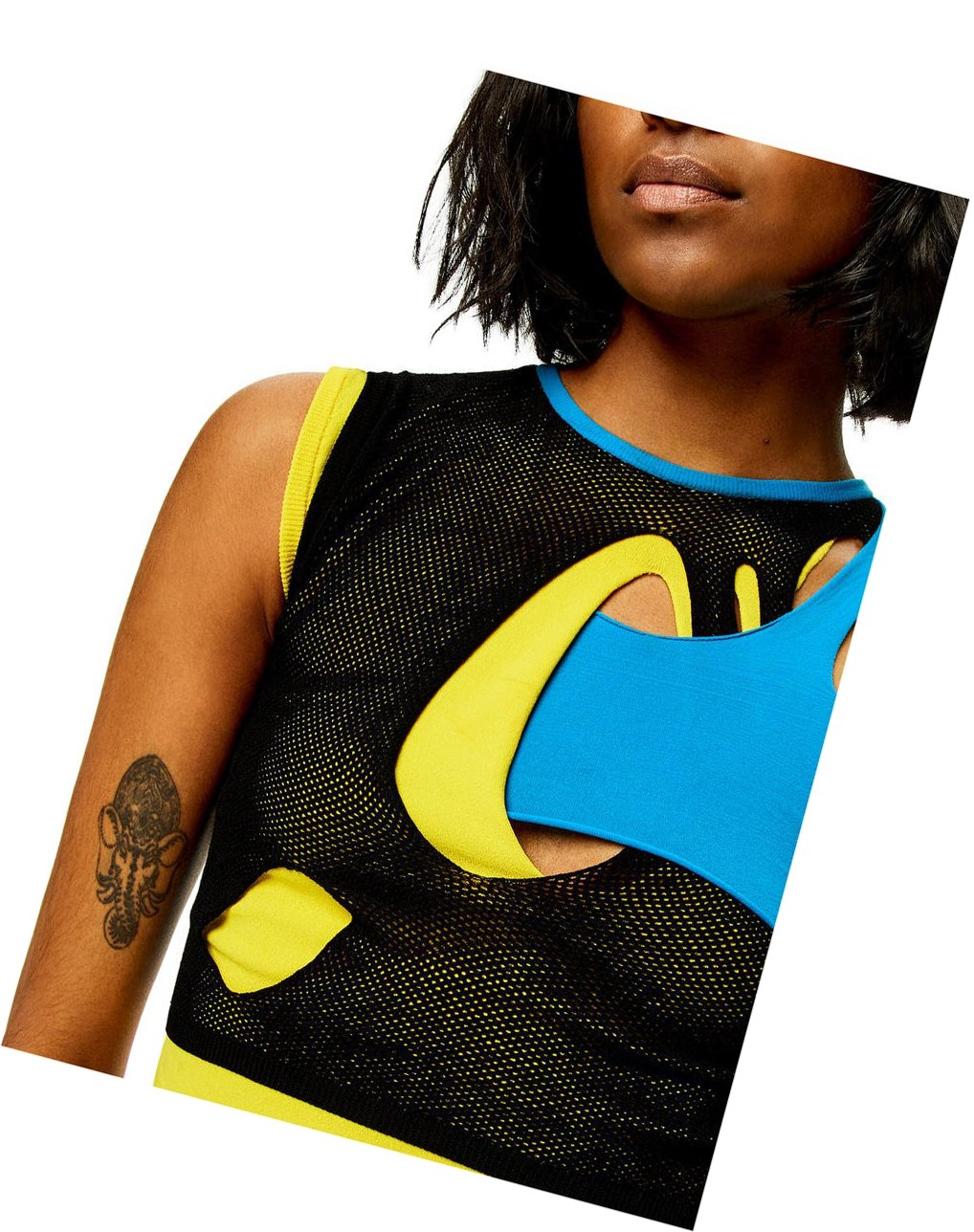 Loewe Cut-out top in viscose Negros Azules Amarillos | NDBFL-4503