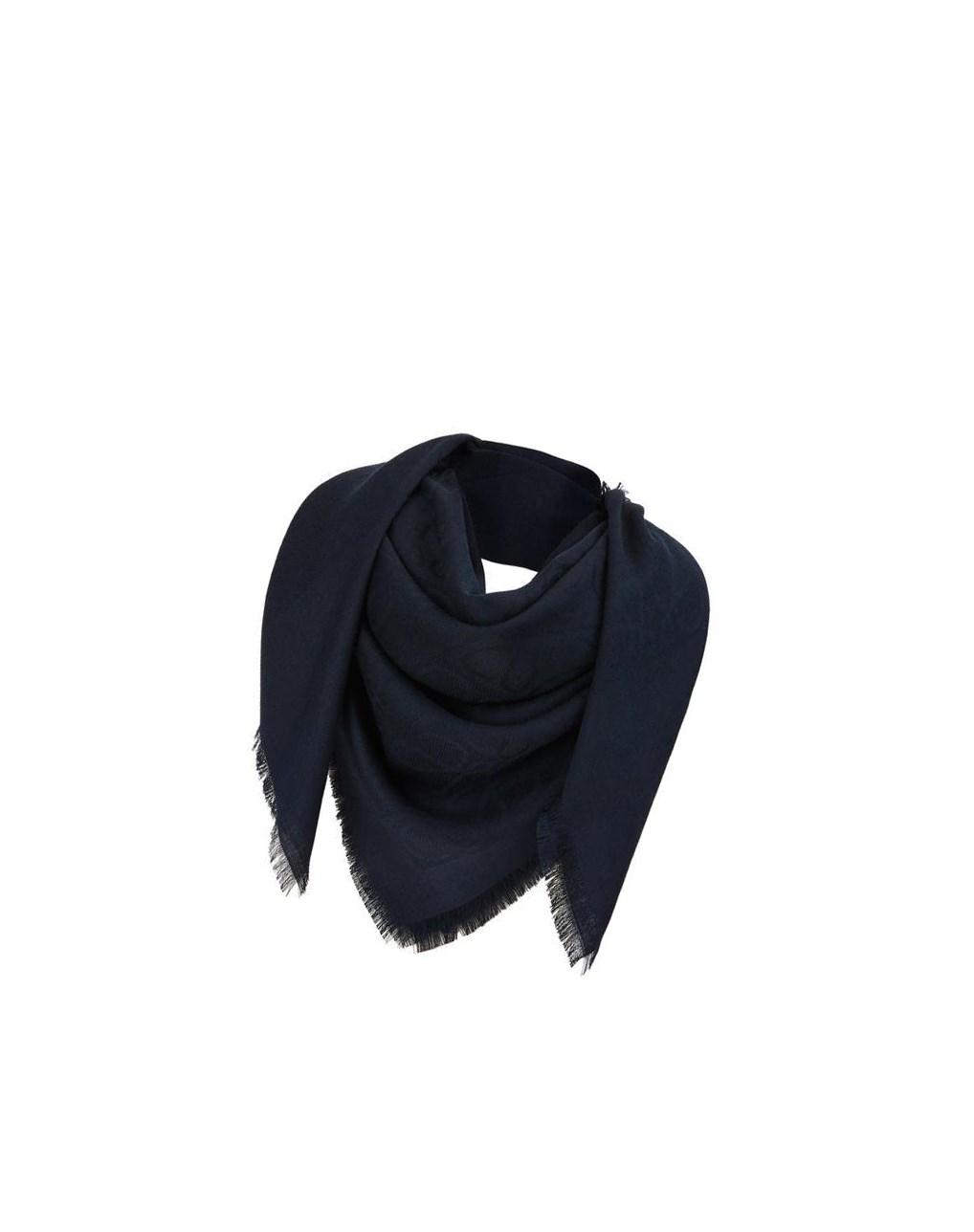 Loewe Damero scarf in wool, silk and cashmere Azules Oscuro | DBILE-4965