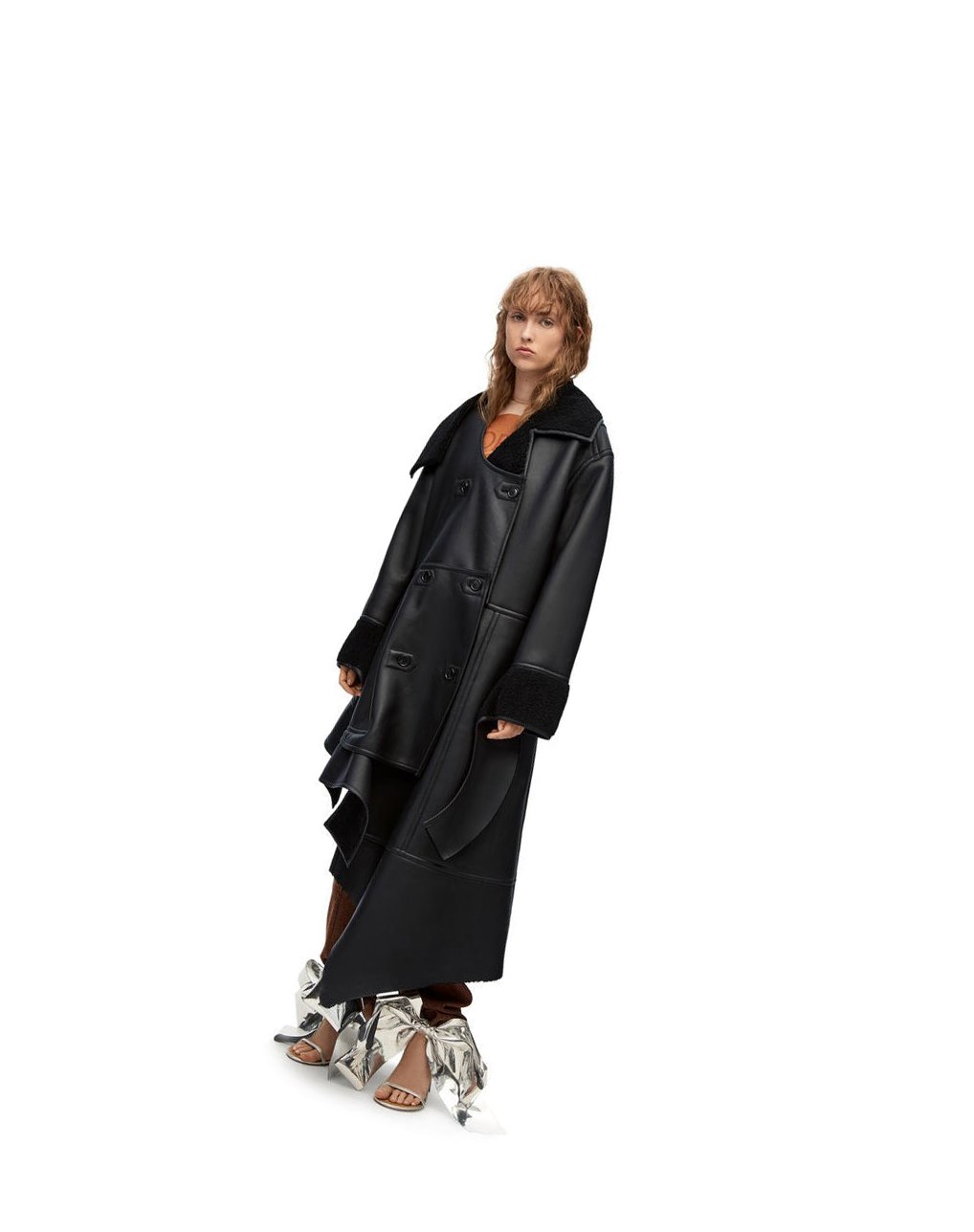 Loewe Deconstructed coat in shearling Negros | UARND-6435