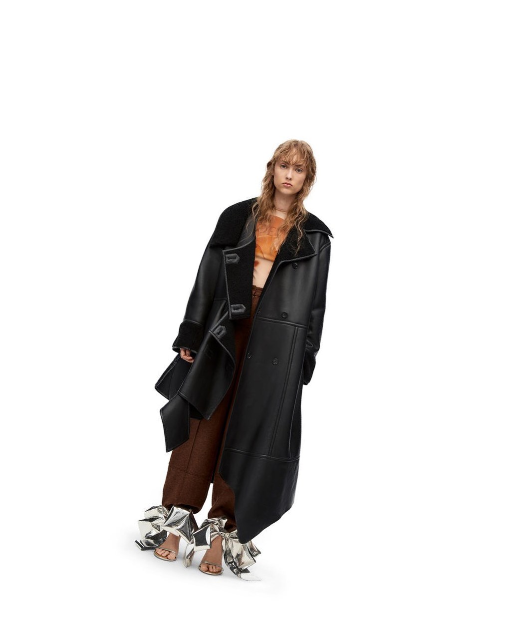 Loewe Deconstructed coat in shearling Negros | UARND-6435