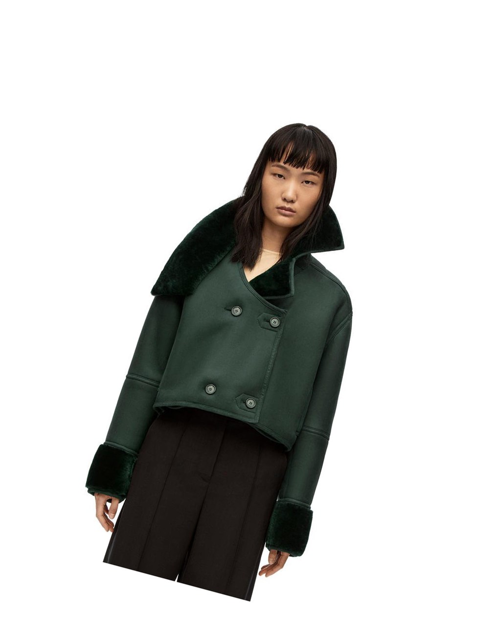 Loewe Deconstructed jacket in shearling Verdes | QUZML-7680
