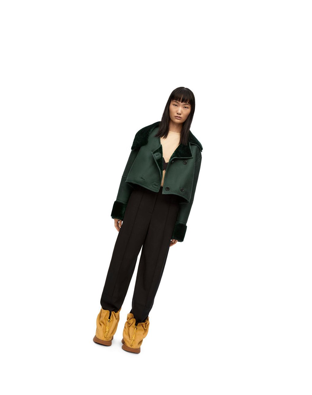 Loewe Deconstructed jacket in shearling Verdes | QUZML-7680