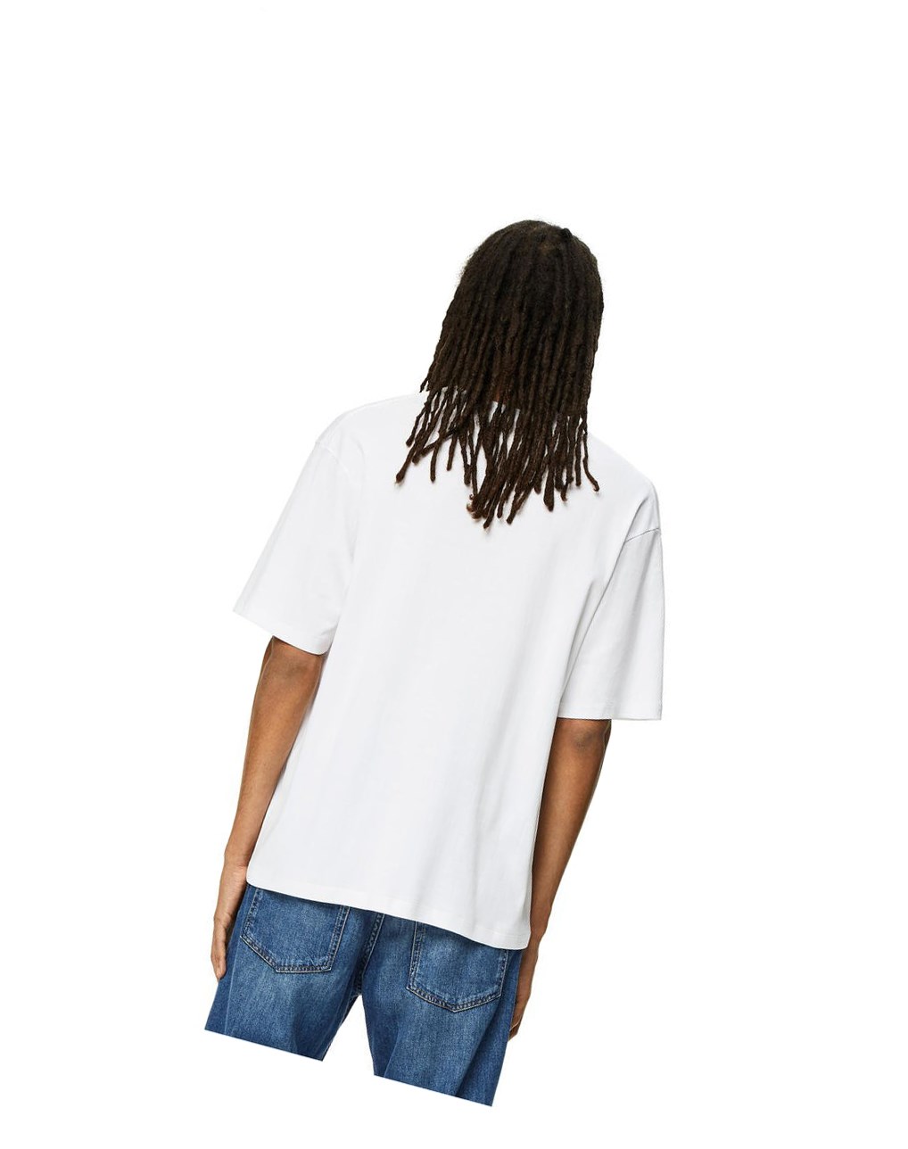 Loewe Denim shorts print T-shirt in cotton Blancos | TGRHE-8163