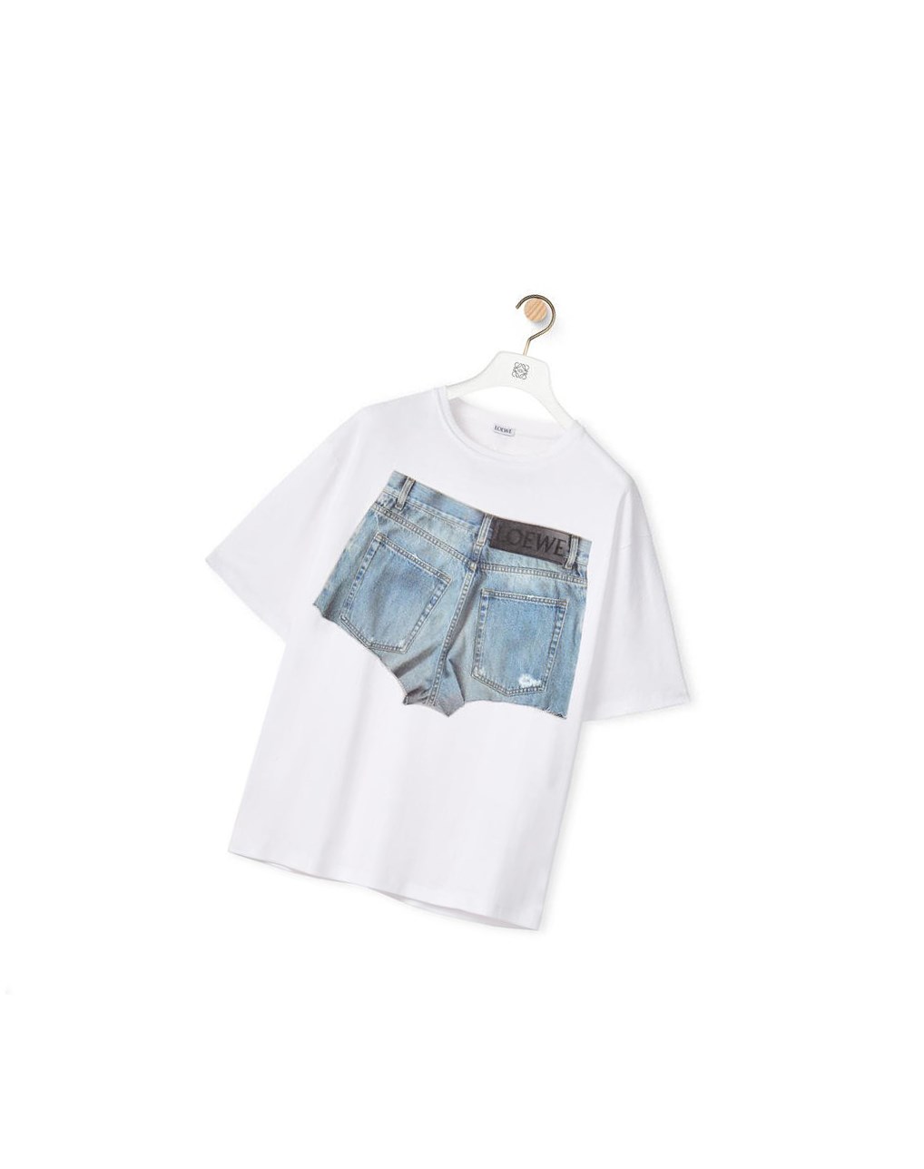 Loewe Denim shorts print T-shirt in cotton Blancos | TGRHE-8163