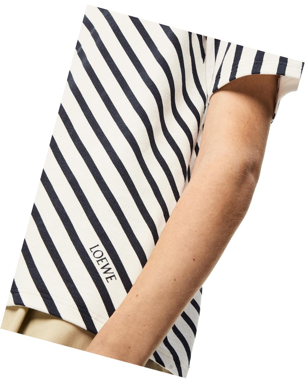 Loewe Diagonal stripe T-shirt in cotton Blancos Azul Marino | TGXPA-6723