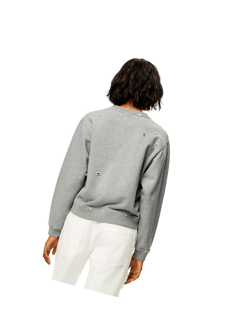 Loewe Distressed Anagram sweatshirt in cotton Grises | ODGQA-4905