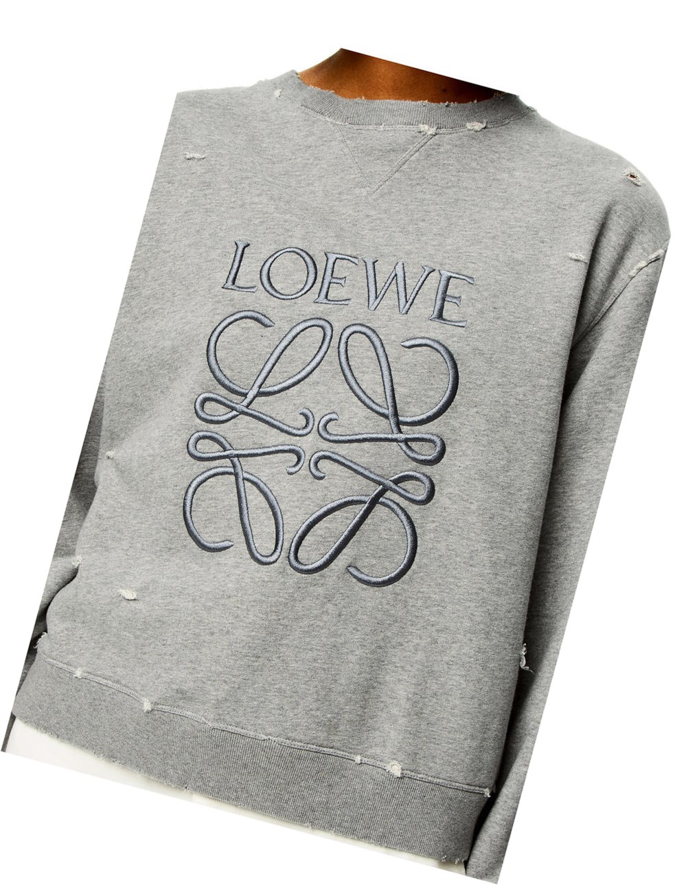 Loewe Distressed Anagram sweatshirt in cotton Grises | ODGQA-4905