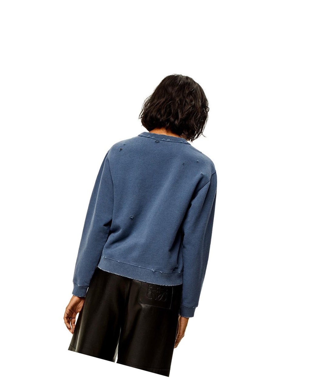 Loewe Distressed Anagram sweatshirt in cotton Azules | QCDPJ-0185