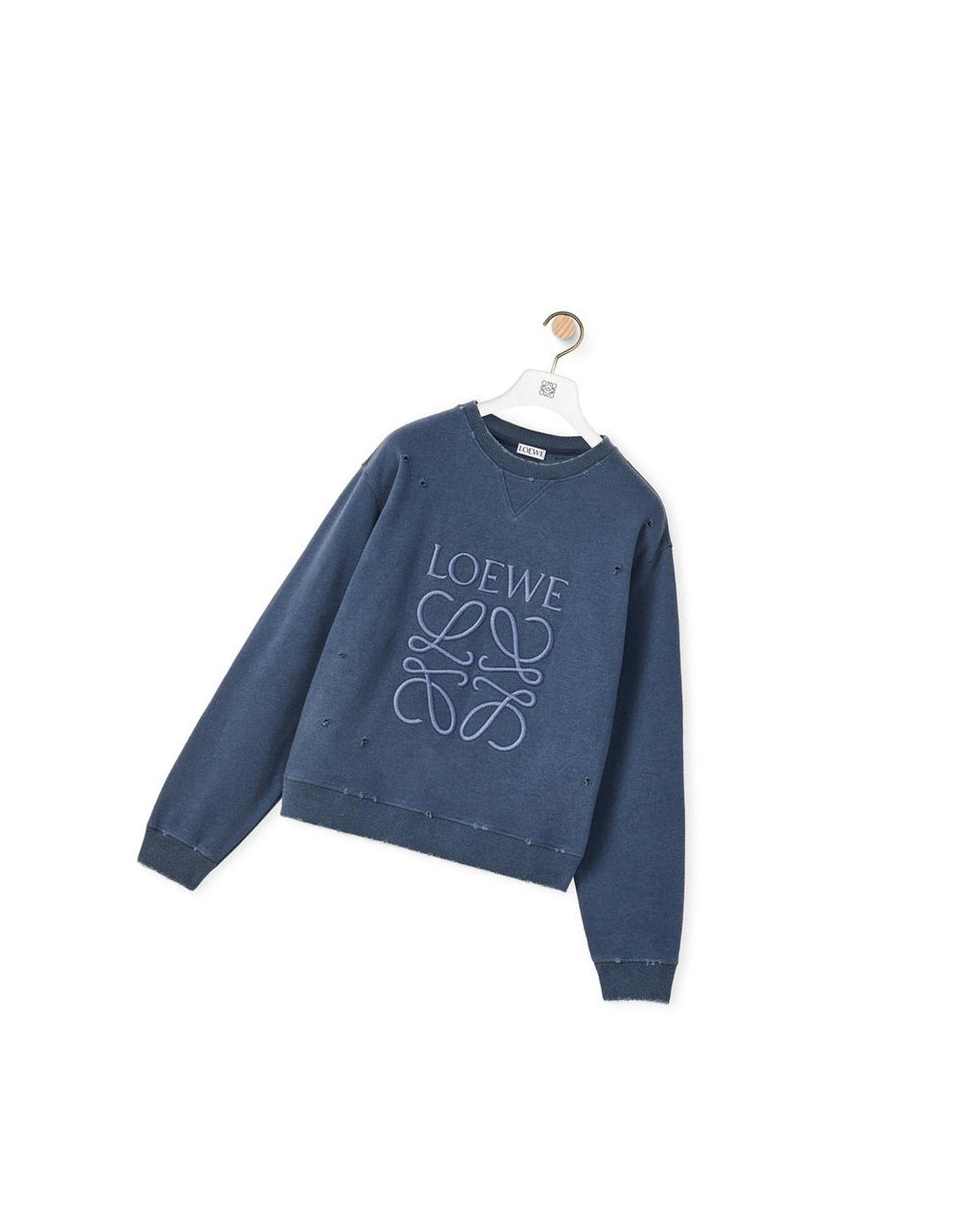 Loewe Distressed Anagram sweatshirt in cotton Azules | QCDPJ-0185