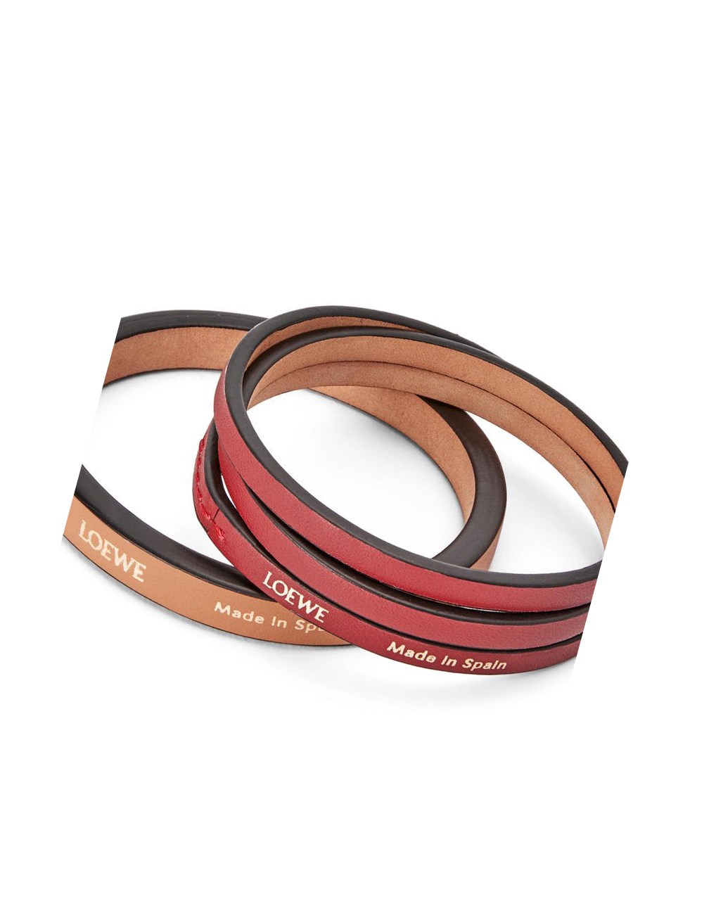 Loewe Double bangle set in classic calfskin Rojos Oscuro | FDNAQ-7459