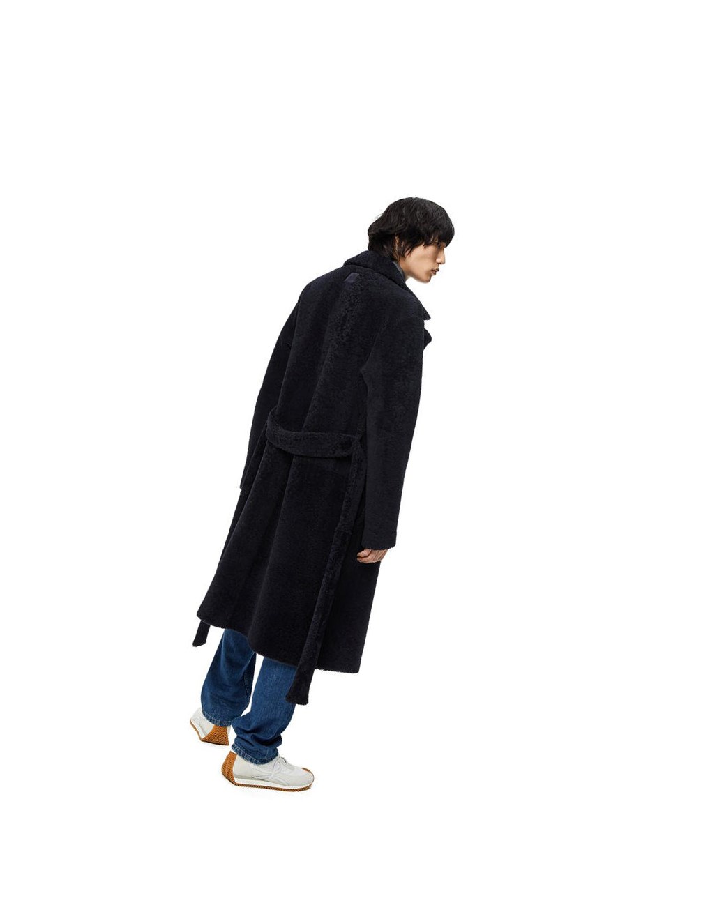 Loewe Double breasted coat in shearling Azul Marino Negros Azules | BSRLF-0571