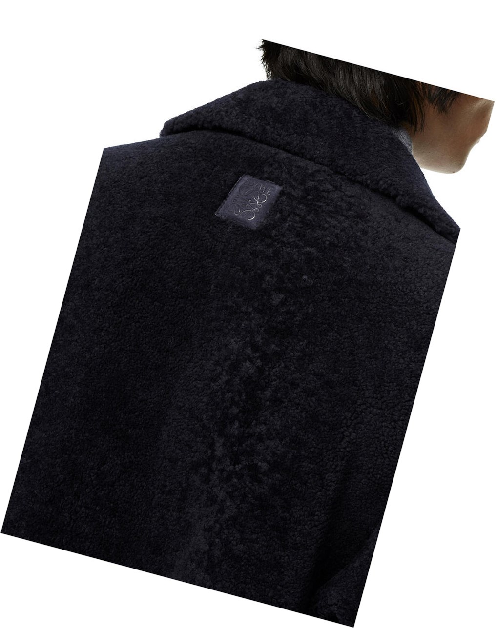 Loewe Double breasted coat in shearling Azul Marino Negros Azules | BSRLF-0571