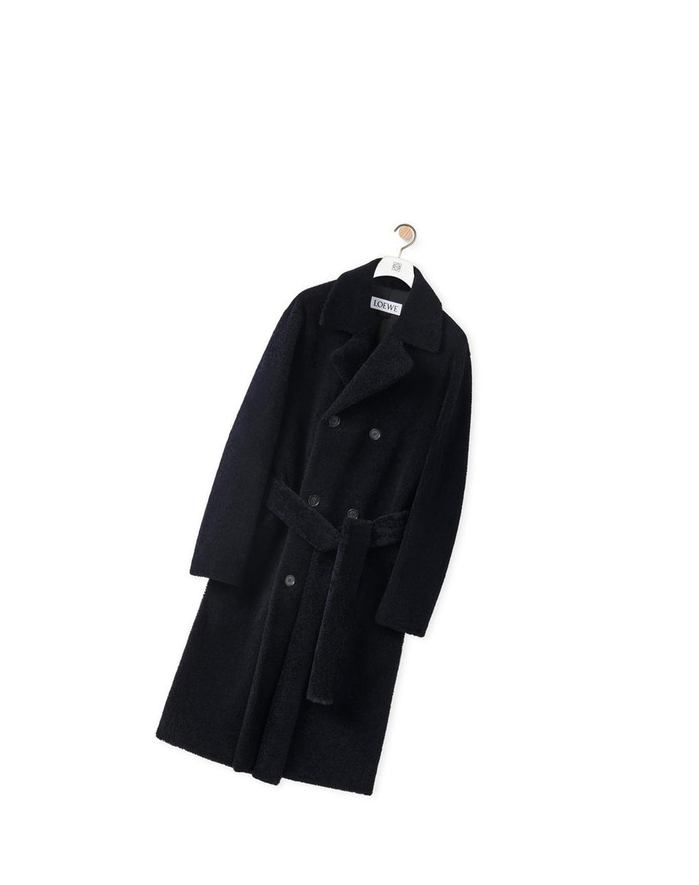 Loewe Double breasted coat in shearling Azul Marino Negros Azules | BSRLF-0571