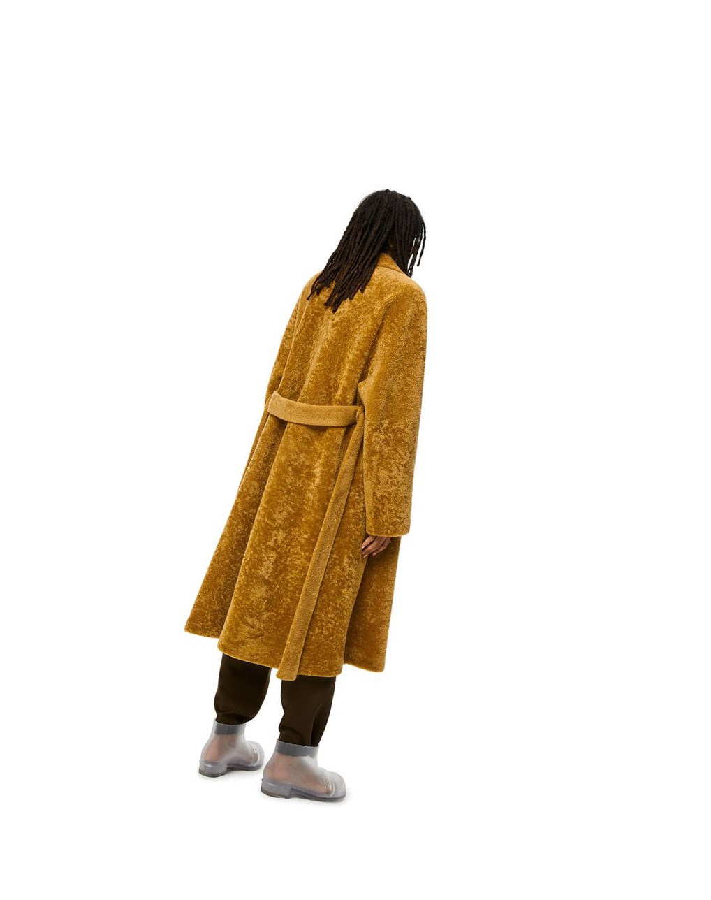 Loewe Double breasted coat in shearling Tobacco | QSTRF-7930