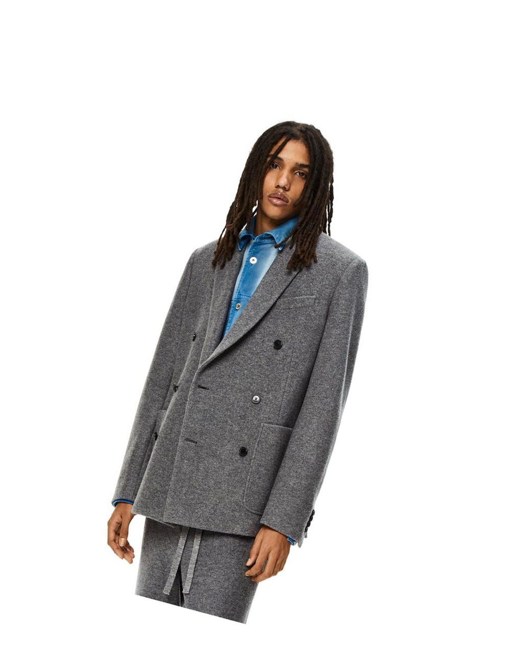 Loewe Double breasted jacket in wool Soft Shark | TNKWQ-1835