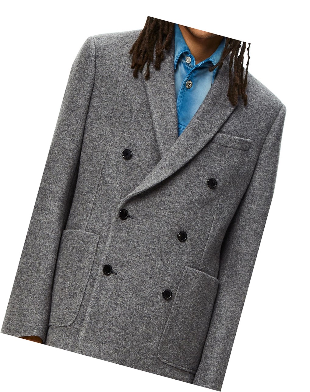 Loewe Double breasted jacket in wool Soft Shark | TNKWQ-1835