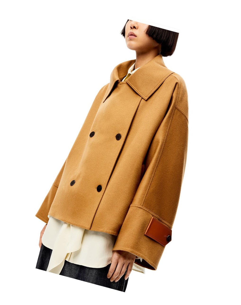 Loewe Double breasted short jacket in wool and cashmere Camel | BAYNR-6483