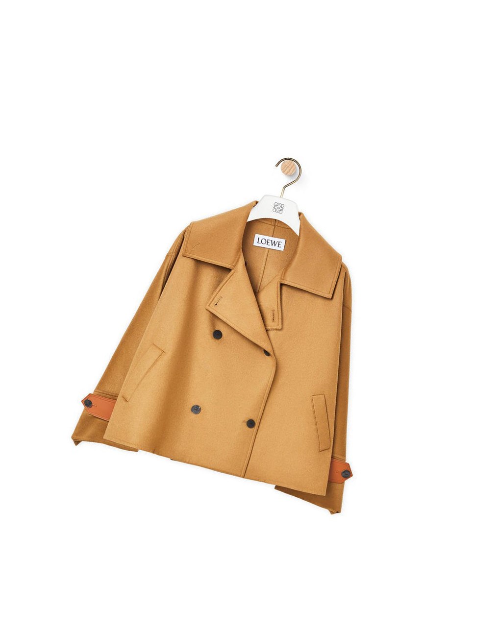 Loewe Double breasted short jacket in wool and cashmere Camel | BAYNR-6483