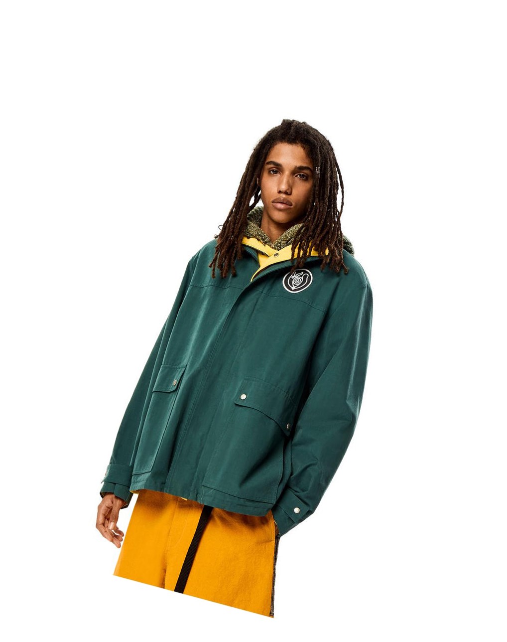 Loewe Double layer parka in cotton Azules Amarillos | FGORA-0583