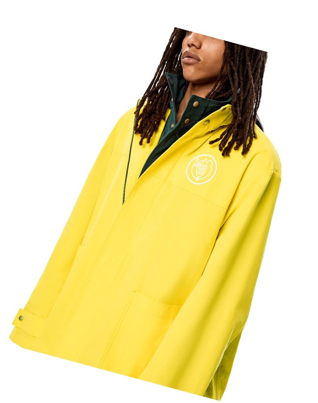 Loewe Double layer parka in cotton Azules Amarillos | FGORA-0583